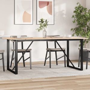 vidaXL Masă de bucătărie, cadru O, 180x90x75cm lemn masiv pin și Oţel imagine