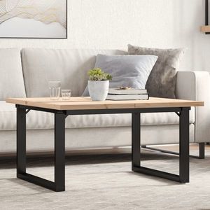 vidaXL Masă de cafea, cadru O, 80x80x45, 5 cm, lemn masiv pin și Oţel imagine