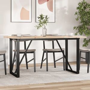 vidaXL Masă bucătărie, cadru O, 160x80x75, 5 cm lemn masiv pin și Oţel imagine