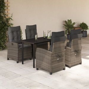 vidaXL Set mobilier de grădină cu perne, 5 piese, gri, poliratan imagine