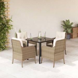 vidaXL Set mobilier de grădină cu perne, 5 piese, bej, poliratan imagine