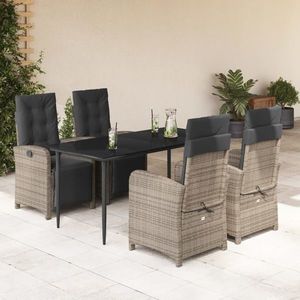 vidaXL Set mobilier de grădină cu perne, 5 piese, gri, poliratan imagine