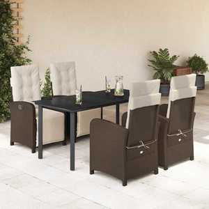 vidaXL Set mobilier de grădină, 5 piese, cu perne, maro, poliratan imagine