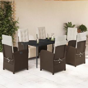vidaXL Set mobilier de grădină cu perne, 7 piese, maro, poliratan imagine