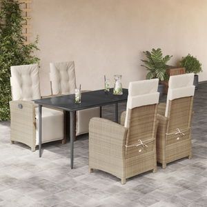 vidaXL Set mobilier de grădină cu perne, 5 piese, bej, poliratan imagine
