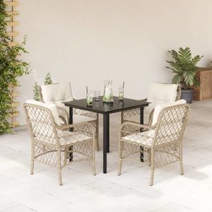 vidaXL Set mobilier de grădină cu perne, 5 piese, bej, poliratan imagine