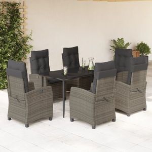 vidaXL Set mobilier de grădină cu perne, 7 piese, gri, poliratan imagine