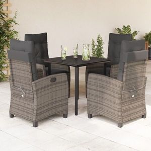 vidaXL Set mobilier de grădină cu perne, 5 piese, gri, poliratan imagine