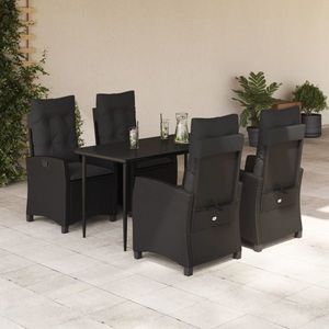 vidaXL Set mobilier de grădină cu perne, 5 piese, negru, poliratan imagine