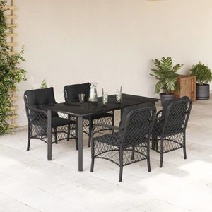 vidaXL Set mobilier de grădină cu perne, 5 piese, negru, poliratan imagine