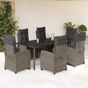 vidaXL Set mobilier de grădină cu perne, 7 piese, gri, poliratan imagine