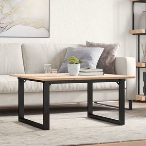 vidaXL Masă de cafea, cadru O, 80x80x45 cm, lemn masiv pin și Oţel imagine