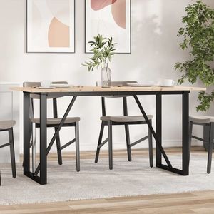 vidaXL Masă de bucătărie, cadru O, 160x80x75cm lemn masiv pin și Oţel imagine