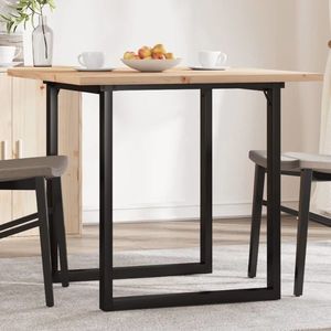 vidaXL Masă bucătărie, cadru O, 80x80x75, 5 cm lemn masiv pin și Oţel imagine