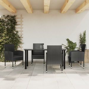 vidaXL Set mobilier de grădină, 5 piese, negru, poliratan și oțel imagine