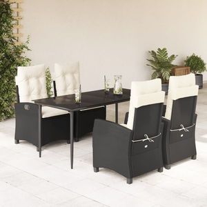 vidaXL Set mobilier de grădină cu perne, 5 piese, negru, poliratan imagine