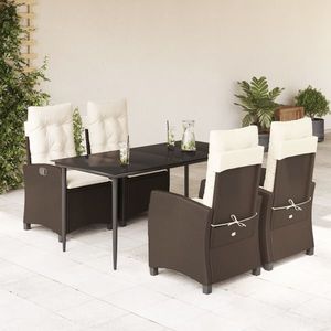 vidaXL Set mobilier de grădină, 5 piese, cu perne, maro, poliratan imagine