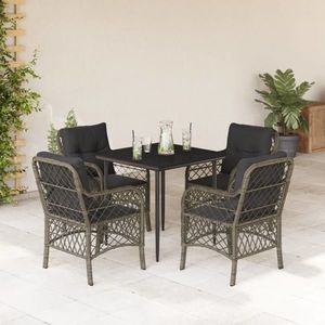 vidaXL Set mobilier de grădină cu perne, 5 piese, gri, poliratan imagine