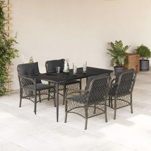 vidaXL Set mobilier de grădină cu perne, 5 piese, gri, poliratan imagine