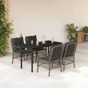 vidaXL Set mobilier de grădină cu perne, 5 piese, gri, poliratan imagine