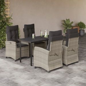 vidaXL Set mobilier de grădină cu perne, 5 piese gri deschis poliratan imagine