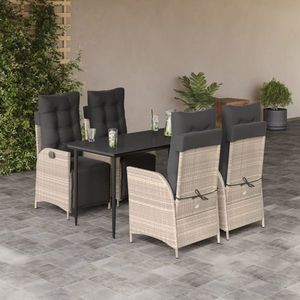 vidaXL Set mobilier de grădină cu perne, 5 piese gri deschis poliratan imagine
