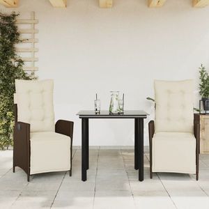 vidaXL Set mobilier de grădină cu perne, 3 piese, maro, poliratan imagine