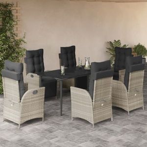 vidaXL Set mobilier de grădină cu perne, 7 piese gri deschis poliratan imagine