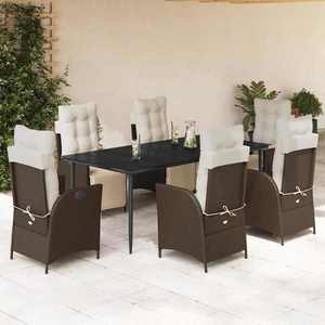 vidaXL Set mobilier de grădină cu perne, 7 piese, maro, poliratan imagine