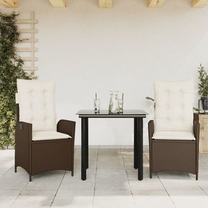 vidaXL Set mobilier de grădină cu perne, 3 piese, maro, poliratan imagine