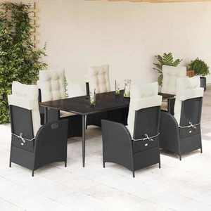 vidaXL Set mobilier de grădină cu perne, 7 piese, negru, poliratan imagine