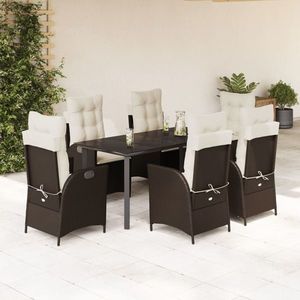 vidaXL Set mobilier de grădină cu perne, 7 piese, maro, poliratan imagine