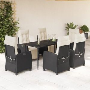 vidaXL Set mobilier de grădină cu perne, 7 piese, negru, poliratan imagine