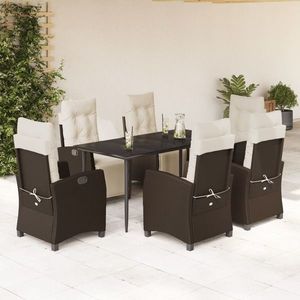 vidaXL Set mobilier de grădină cu perne, 7 piese, maro, poliratan imagine
