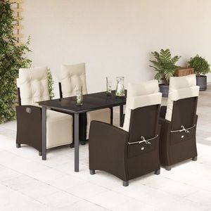 vidaXL Set mobilier de grădină, 5 piese, cu perne, maro, poliratan imagine