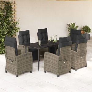 vidaXL Set mobilier de grădină cu perne, 7 piese, gri, poliratan imagine
