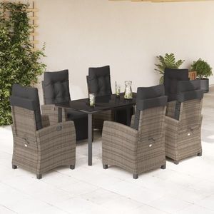 vidaXL Set mobilier de grădină cu perne, 7 piese, gri, poliratan imagine