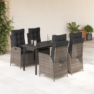 vidaXL Set mobilier de grădină cu perne, 5 piese, gri, poliratan imagine