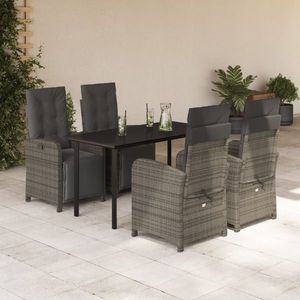 vidaXL Set mobilier de grădină cu perne, 5 piese, gri, poliratan imagine