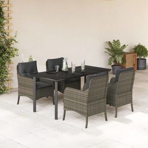 vidaXL Set mobilier de grădină cu perne, 5 piese, gri, poliratan imagine