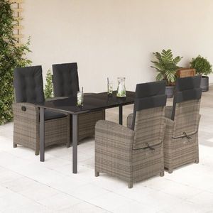 vidaXL Set mobilier de grădină cu perne, 5 piese, gri, poliratan imagine