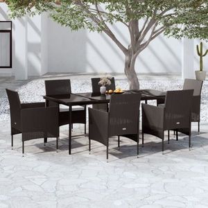 vidaXL Set de masă pentru grădină, 7 piese, cu perne, negru imagine