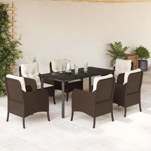 vidaXL Set mobilier de grădină cu perne, 7 piese, maro, poliratan imagine