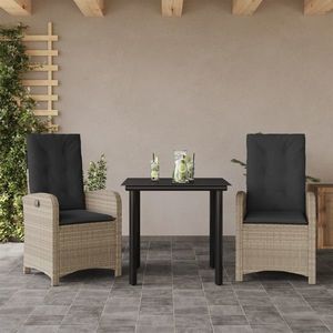 vidaXL Set mobilier de grădină cu perne, 3 piese, gri deschis, poliratan imagine
