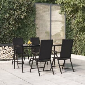 vidaXL Set mobilier de grădină, 5 piese, negru, poliratan imagine
