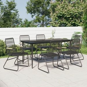 vidaXL Set mobilier de grădină, 7 piese, negru, ratan PVC imagine