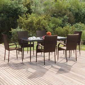 vidaXL Set mobilier de grădină, 7 piese, maro, poliratan imagine