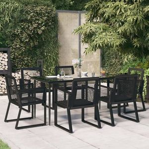 vidaXL Set mobilier de grădină, 7 piese, negru, ratan PVC imagine