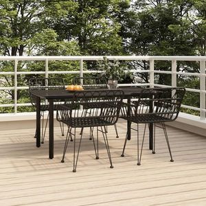 vidaXL Set mobilier de grădină, 5 piese, negru, poliratan imagine