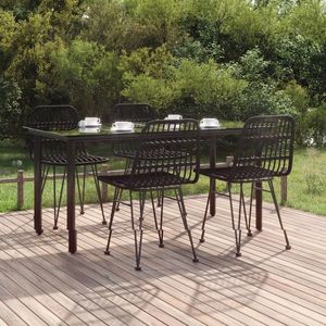 vidaXL Set mobilier de grădină, 5 piese, negru, poliratan imagine
